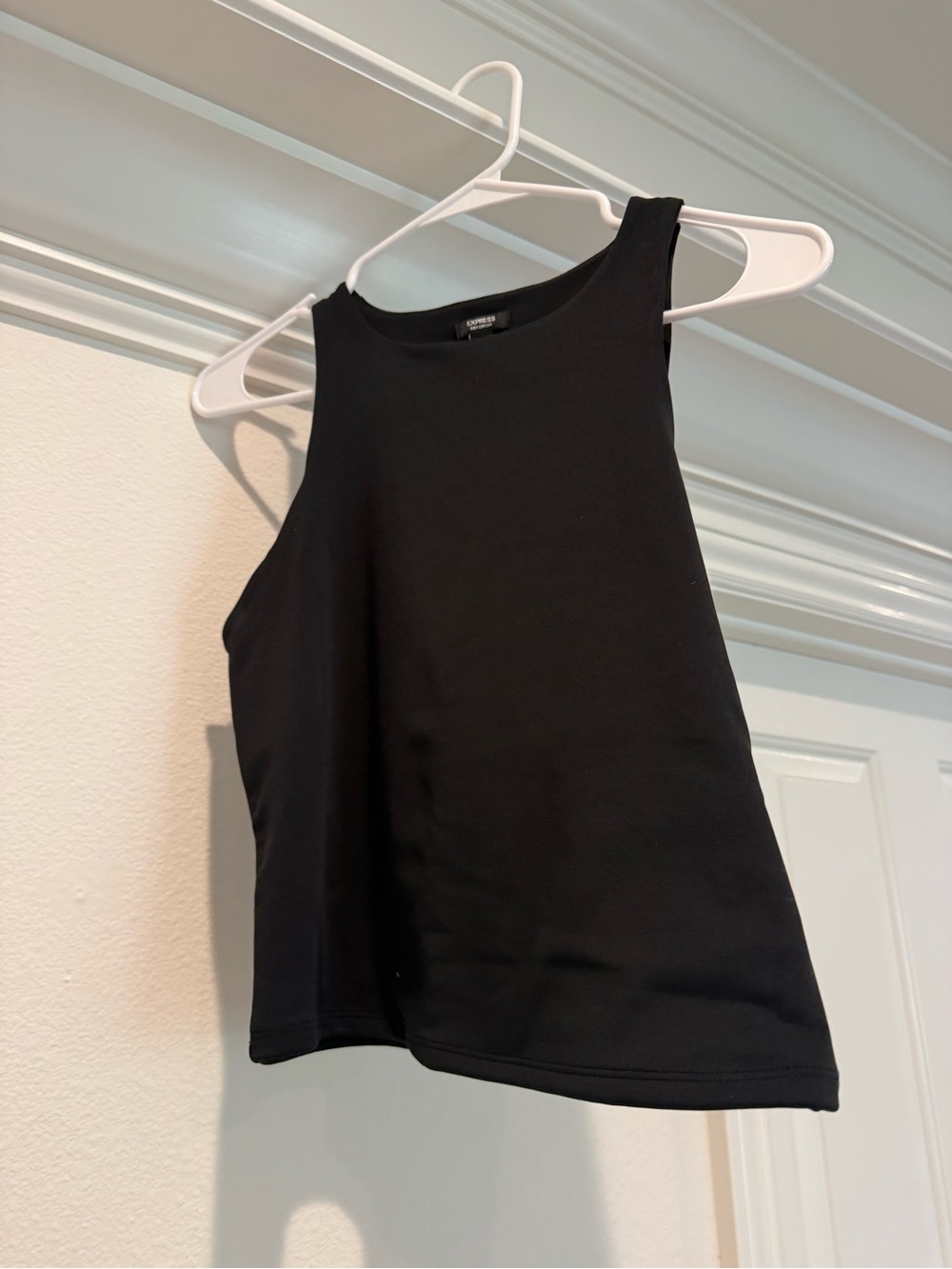 Express Black High-Neck Contour Tank